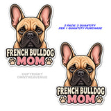2 Pack - French Bulldog Mom Dog Rescue Pet Love Car Truck Sticker Decals - 4.5" Inches Long Side Each - OwnTheAvenue