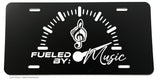 Fueled By Music Funny Joke Gauge Car Truck Auto License Plate Cover