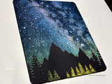 Galaxy Stars Mountains Forest Hiking Camping Mouse Pad