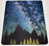 Galaxy Stars Mountains Forest Hiking Camping Mouse Pad
