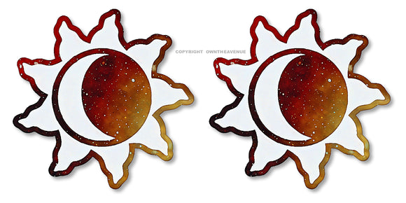 x2 Galaxy Sun And Moon Car Truck Laptop Bumper Vinyl Sticker Decal 4