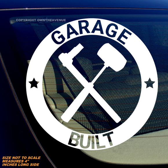 Garage Built Mechanic Racing Drifting JDM Hot Rod White Vinyl Decal 4