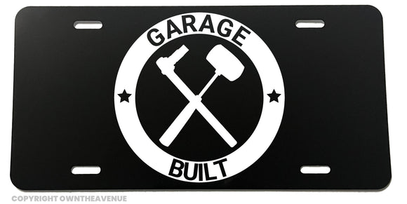 Garage Built Mechanic Hot Rod JDM Racing Black Metal License Plate - OwnTheAvenue