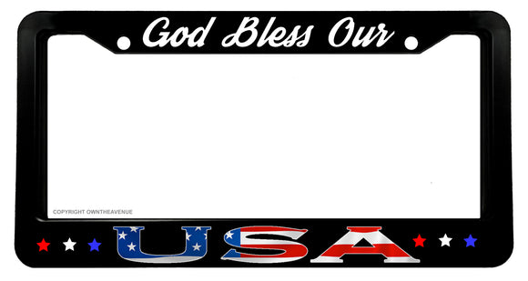 God Bless USA America Pro American Flag Freedom Patriot License Plate Frame - OwnTheAvenue