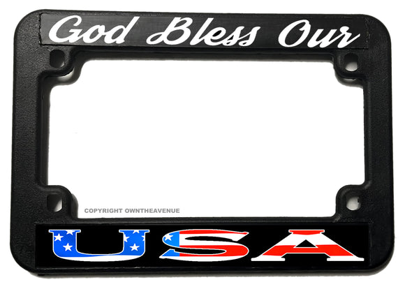 God Bless USA American Flag Motorcycle License Plate Frame - OwnTheAvenue