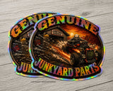 x2 Genuine Junkyard Parts Mechanic Toolbox Garage Holographic Sticker Decals