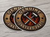 x2 Genuine Junkyard Parts Mechanic Toolbox Garage V01 Sticker Decals
