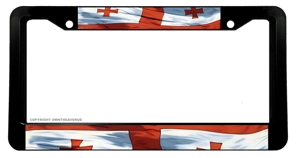 Georgia GA Wavey Original Vintage Style Flag License Plate Frame - OwnTheAvenue