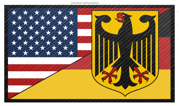 Germany USA American World Country Flag Carbon Print Sticker Decal 3.5