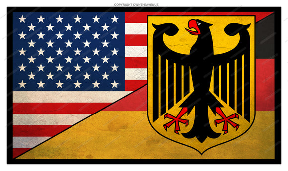 Germany USA American World Country Flag Vintage Style Sticker Decal 3.5