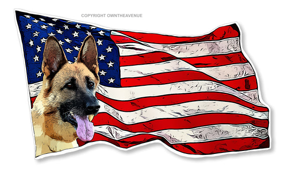 German Shepherd USA American Flag Car Truck Laptop Sticker Decal 4