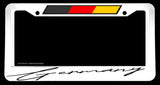 German Flag Sport Stripe Racing Euro Carbon Vinyl V03 White License Plate Frame - OwnTheAvenue