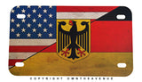 German Germany USA American Flag Rustic Style Motorcycle Metal License Plate