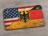 German Germany USA American Flag Rustic Style Motorcycle Metal License Plate