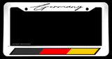 German Flag Sport Stripe Racing Euro Carbon Vinyl Print White License Plate Frame - OwnTheAvenue