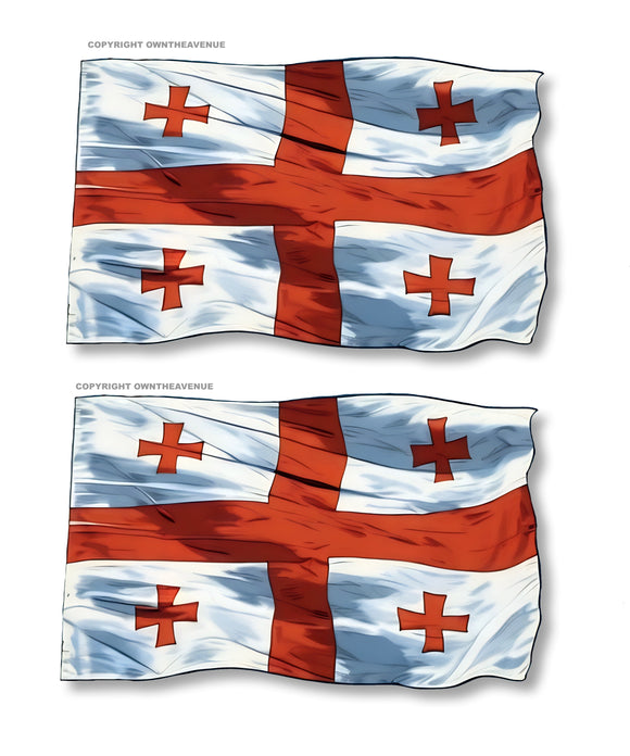x2 Georgia GA Flag Vintage Style Tattered Wavey Vinyl Sticker Decals 3.5