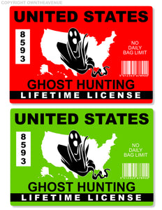 x2 United States Ghost Hunting License USA Paranormal Hunter Sticker Decal 4"