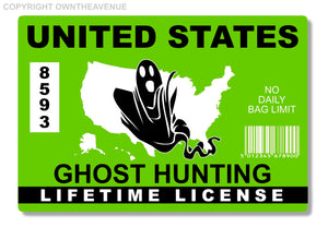 United States Ghost Hunting License USA Paranormal Hunter Vinyl Sticker Decal 4"