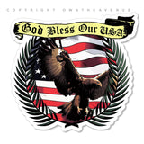 x2 God Bless Our USA Bald Eagle American Flag Vinyl Sticker Decals 4" - OwnTheAvenue
