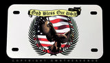 God Bless Our USA Bald Eagle American Flag Motorcycle License Plate - OwnTheAvenue