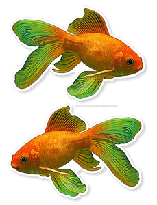 2 Pack - Goldfish Fishing Gold Fish Left & Right Facing Car Truck Laptop Bumper Vinyl Sticker Decals 4" Each - OwnTheAvenue