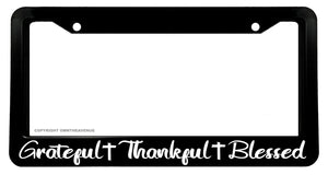 Grateful Thankful Blessed Christian Cross Religious Auto License Plate Frame