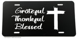 Grateful Thankful Blessed Christian Cross Religious Auto License Plate Cover