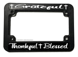 Grateful Thankful Blessed Christian Cross Religious Motorcycle License Plate Frame - OwnTheAvenue