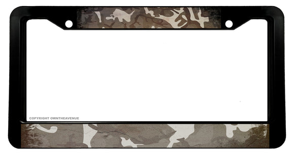 Vintage Style Distressed Rugged Grayscale Camo License Plate Frame - OwnTheAvenue