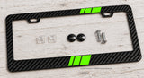 Green Sport Stripe Racing Style Carbon Fiber License Plate Frame