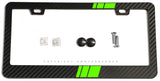 Green Sport Stripe Racing Style Carbon Fiber License Plate Frame