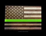 x2 USA American Flags Green Colored Line Support Military Grunge Style 8.1"