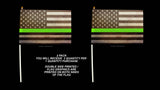 x2 USA American Flags Green Colored Line Support Military Grunge Style 8.1"