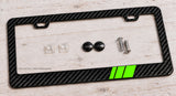 Green Sport Stripe Model V001 Carbon Fiber License Plate Frame - OwnTheAvenue