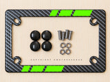 Green Sport Racing Stripe Carbon Fiber Motorcycle License Plate Frame - OwnTheAvenue