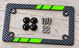 Green Sport Racing Stripe Carbon Fiber Motorcycle License Plate Frame - OwnTheAvenue