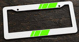 Green Sport Racing Stripe JDM Racing Model V01 White License Plate Frame