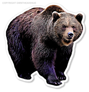 Brown Grizzly Bear Animal Cute Car Truck Window Bumper Laptop Sticker Decal 3.5"