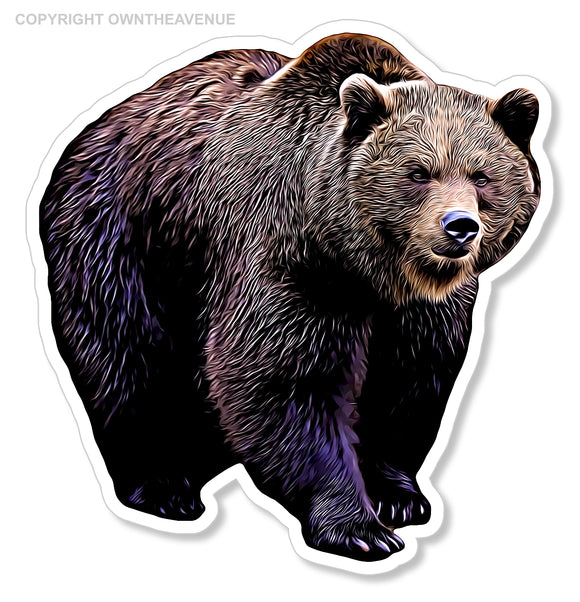 Brown Grizzly Bear Animal Cute Car Truck Window Bumper Laptop Sticker Decal 3.5