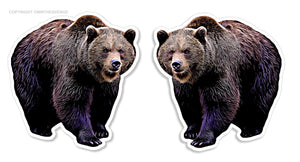 x2 Brown Grizzly Bear Animal Car Truck Window Bumper Laptop Sticker Decal 3.5" - OwnTheAvenue