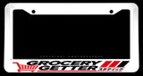 Grocery Getter JDM Racing Drifting Japanese Kanji Humor White License Plate Frame - OwnTheAvenue