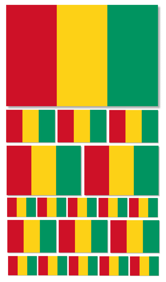 19Pcs Guinea World Country Flag Assorted Assortment Vinyl Sticker Decals - OwnTheAvenue