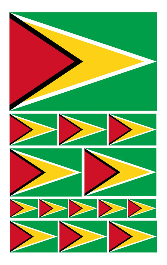 14Pcs Pack Lot Guyana World Country Flags Assorted Sticker Decals - OwnTheAvenue