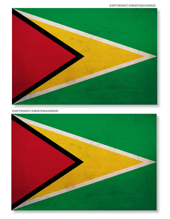 2Pcs Guyana Vintage Style Flags Sticker Decals 3.5