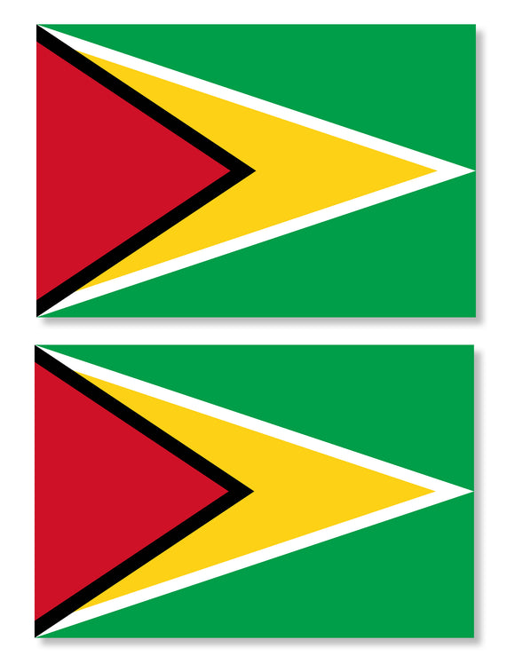 2Pcs Guyana World Country Flag Sticker Decals 3.5