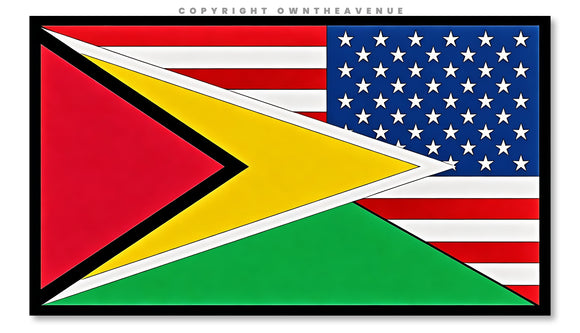Guyana USA American Flag Sticker Decal 3.5