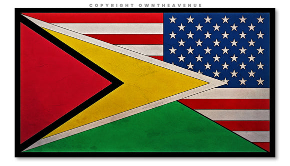 Guyana USA American Flag Vintage Style Sticker Decal 3.5