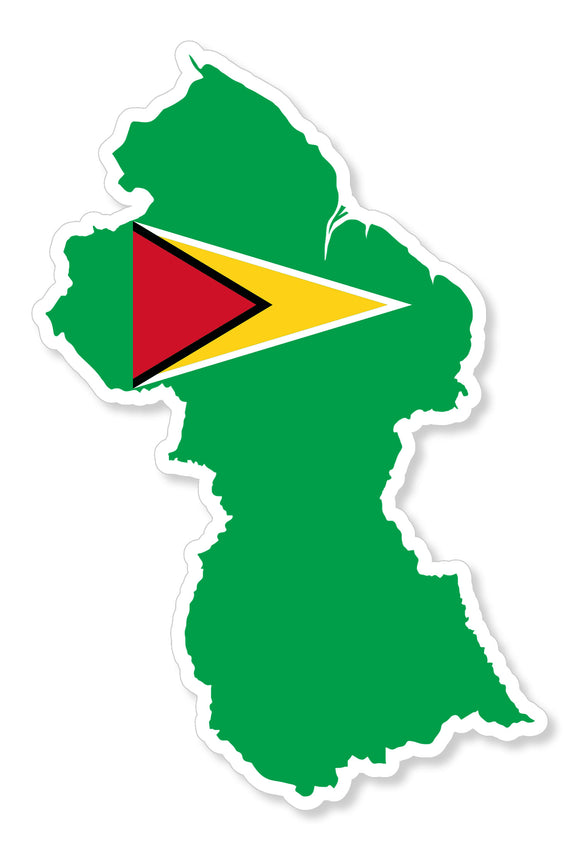 Guyana World Country Flag Map Vinyl Sticker Decal 4
