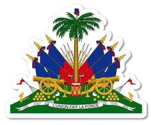 Haitian Coat of Arms Haiti flag HTI HT Car Truck Window Bumper Sticker Decal - OwnTheAvenue
