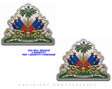 2 Pack - Haitian Coat of Arms Haiti Flag Metallic Model 4.5" Inches Each - OwnTheAvenue